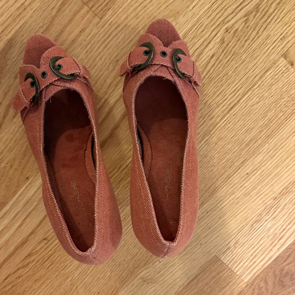 C Label Women's Terracotta Flats with Bow Detail